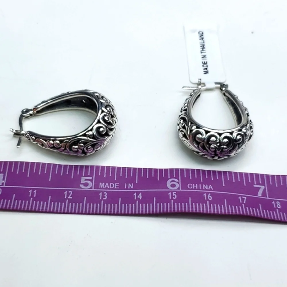 Sterling Silver Basket Hoop Earrings NWT